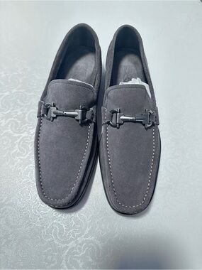 Authentic Ferragamo Gray Suede MEN Loafers like NEW